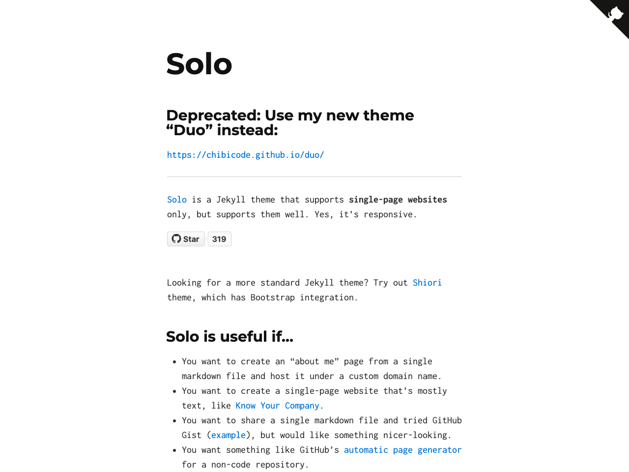 Solo (single-page) screenshot