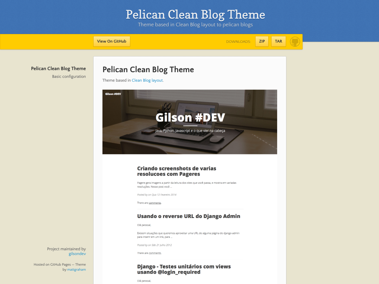Pelican Clean Blog screenshot