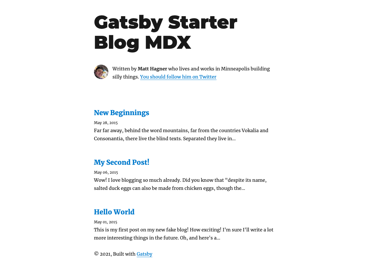 Gatsby Starter Blog Mdx screenshot