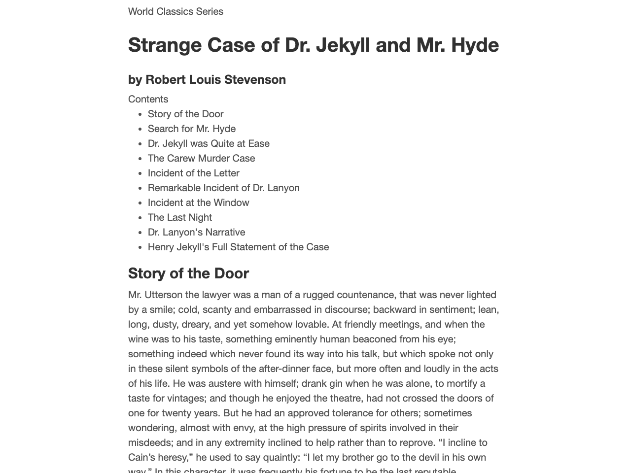 Dr Jekyll's Classics Book screenshot
