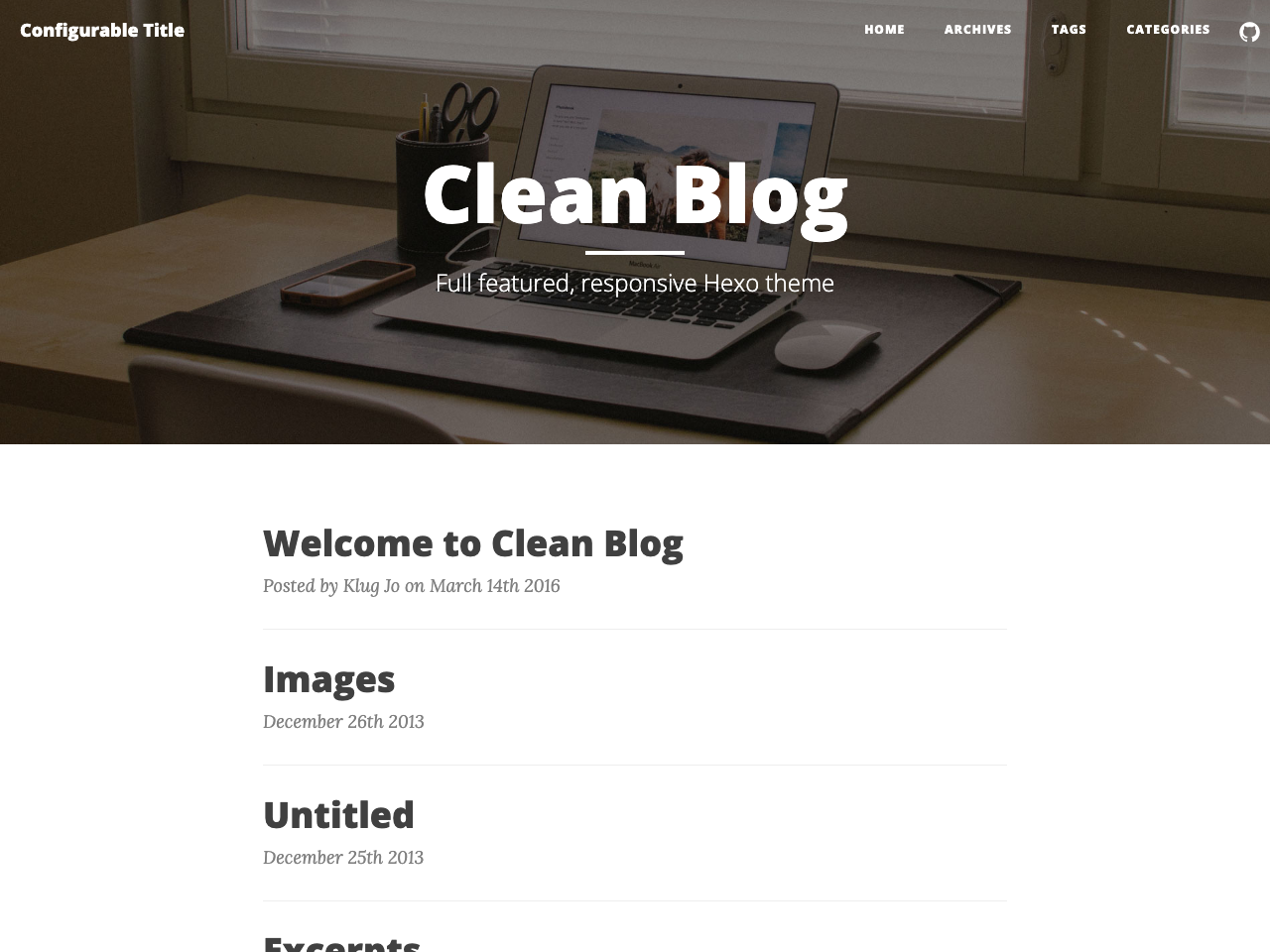 Hexo Clean Blog screenshot
