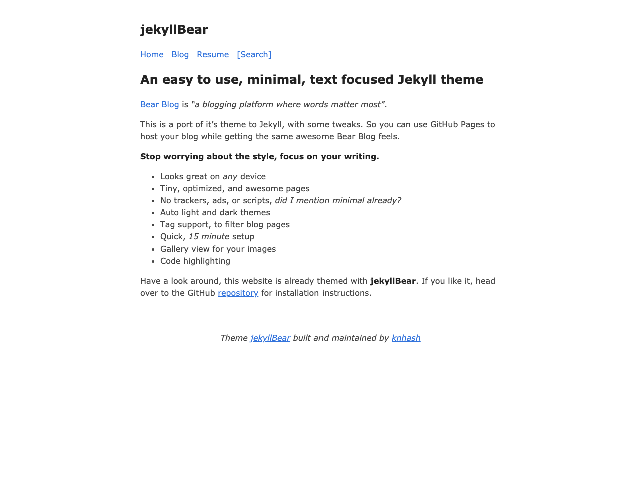 jekyllBear screenshot