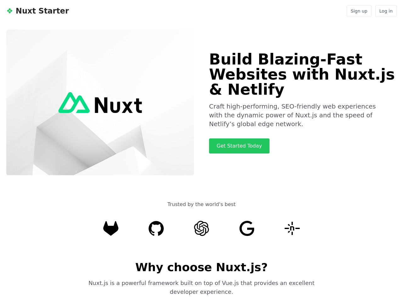 Nuxt Starter screenshot