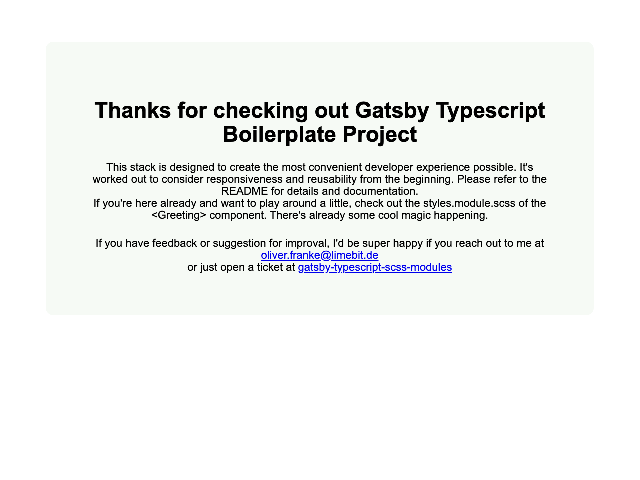 Gatsby Typescript Scss Docker screenshot