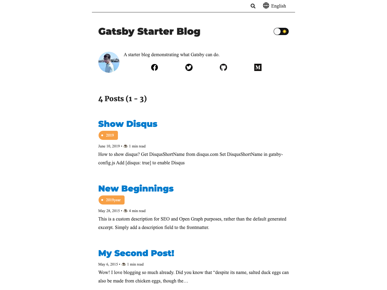 Gatsby Simple Blog screenshot