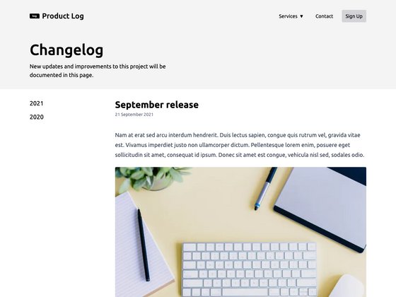 NextJS-based changelog theme for your product screenshot