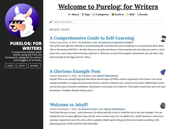 Purelog screenshot
