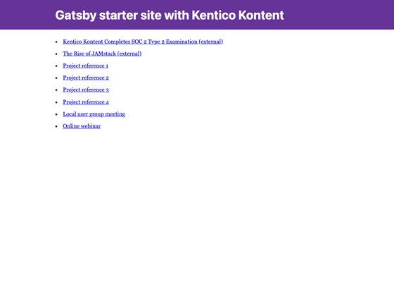 Gatsby Starter Kentico Kontent screenshot