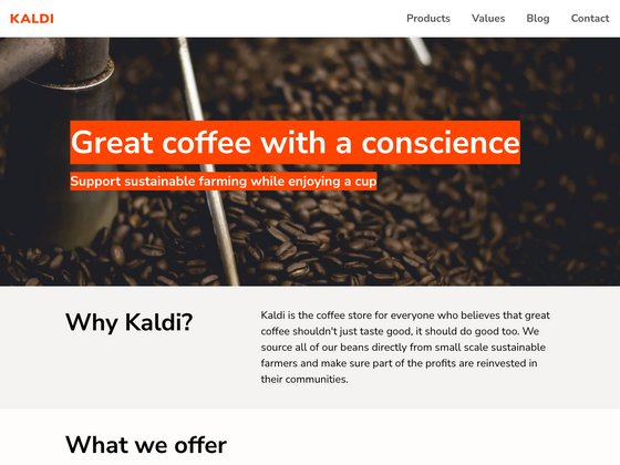 Hugo starter Kaldi screenshot