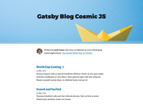 Gatsby Blog Cosmicjs screenshot